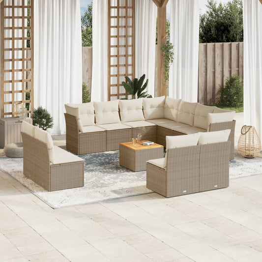 Set De Sofás De Jardín 12 Pzas Y Cojines Ratán Sintético Marrón