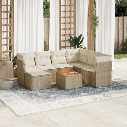 Juego De Sofás De Jardín Con Cojines Beige 8 Pzas Ratán Pe