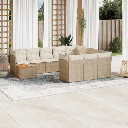 Set De Sofás De Jardín 11 Pzas Y Cojines Ratán Sintético Negro