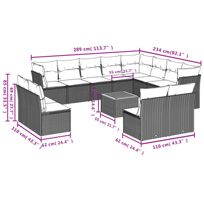 Set Sofás De Jardín Con Cojines 13 Pzas Ratán Sintético Beige
