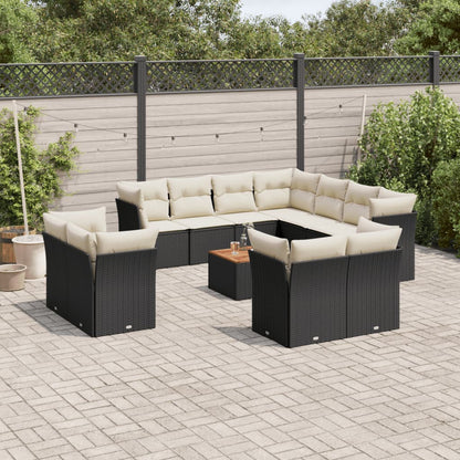 Set De Sofás De Jardín 12 Pzas Y Cojines Ratán Sintético Marrón