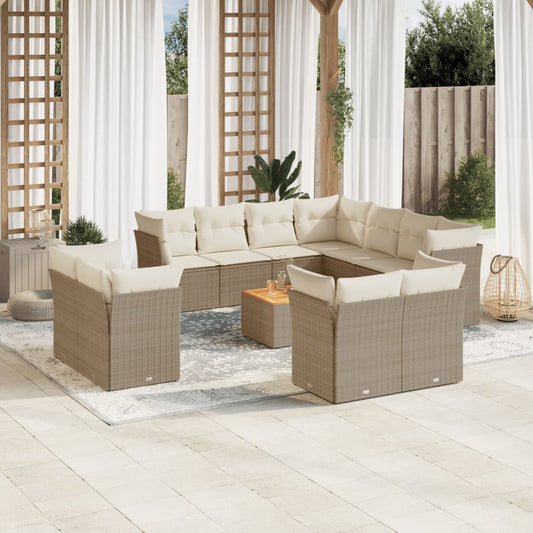 Set De Sofás De Jardín 12 Pzas Y Cojines Ratán Sintético Marrón