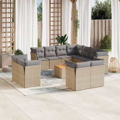 Set De Sofás De Jardín 12 Pzas Y Cojines Ratán Sintético Marrón