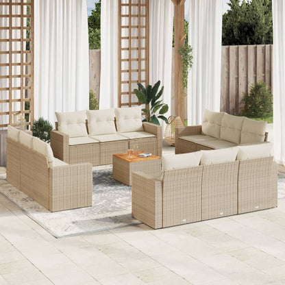 Set Sofás De Jardín Con Cojines 13 Piezas Ratán Sintético