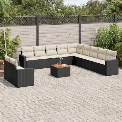 Set De Sofás De Jardín 12 Pzas Y Cojines Ratán Sintético Marrón