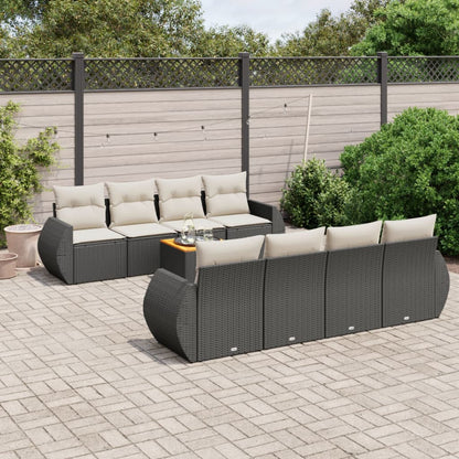 Set De Muebles De Jardín 9 Pzas Y Cojines Ratán Sintético