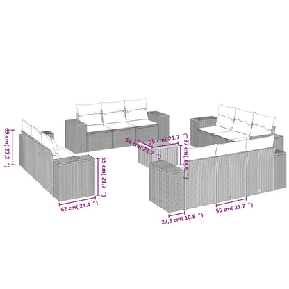Set Sofás De Jardín Con Cojines 13 Pzas Ratán Sintético Beige