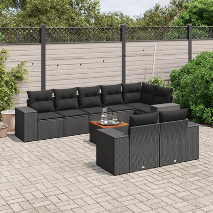 Set De Sofás De Jardín 8 Piezas Y Cojines Ratán Sintético Negro