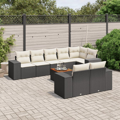 Set De Sofás De Jardín 8 Piezas Y Cojines Ratán Sintético Negro