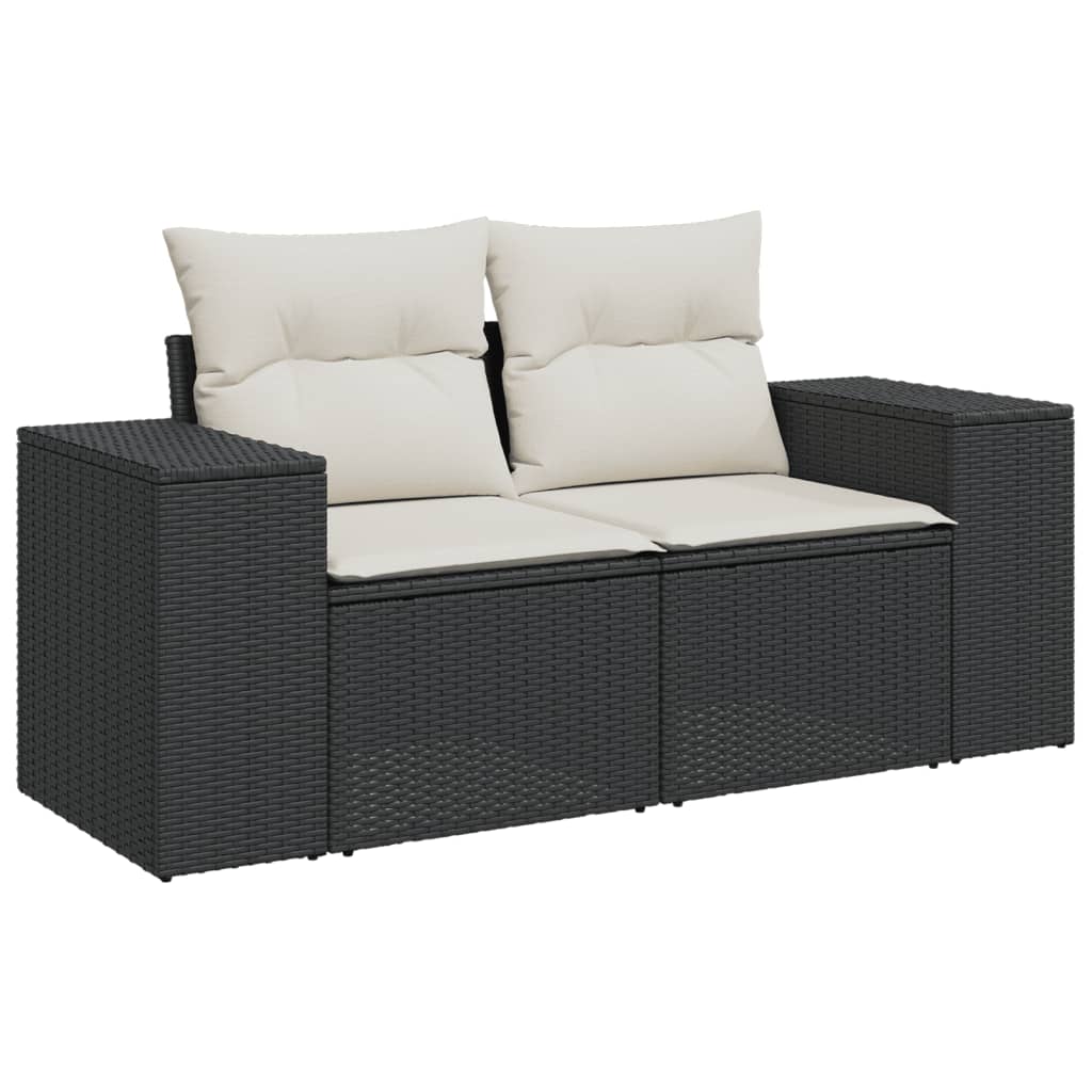 Set De Sofás De Jardín 8 Piezas Y Cojines Ratán Sintético Negro
