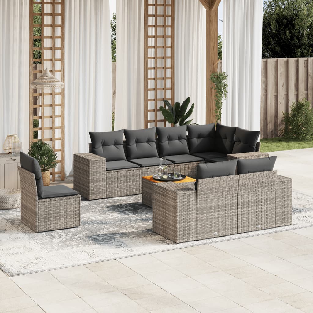 Set De Sofás De Jardín 8 Piezas Y Cojines Ratán Sintético Negro
