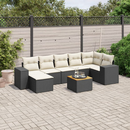 Set De Sofás De Jardín 8 Piezas Y Cojines Ratán Sintético Negro