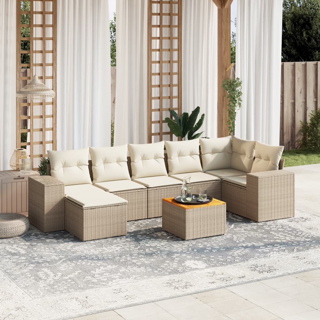Set De Sofás De Jardín 8 Piezas Y Cojines Ratán Sintético Negro