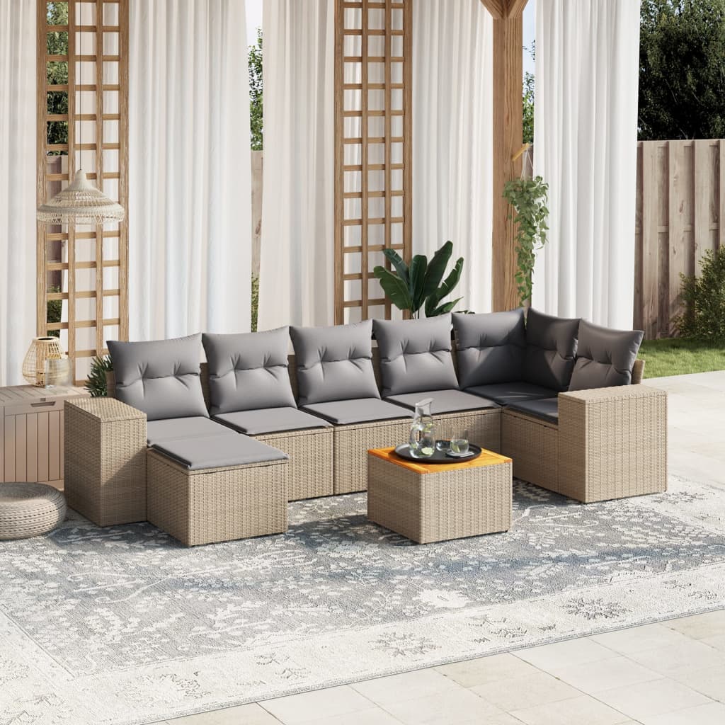 Set De Sofás De Jardín 8 Piezas Y Cojines Ratán Sintético Negro