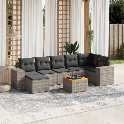 Set De Sofás De Jardín 8 Piezas Y Cojines Ratán Sintético Negro