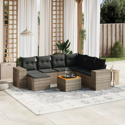 Set De Sofás De Jardín 8 Piezas Y Cojines Ratán Sintético Negro