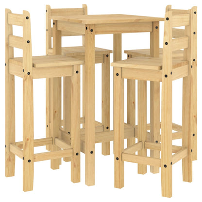 Set De Bar 5 Piezas Madera Maciza De Pino