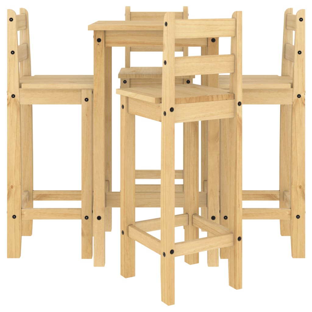 Set De Bar 5 Piezas Madera Maciza De Pino
