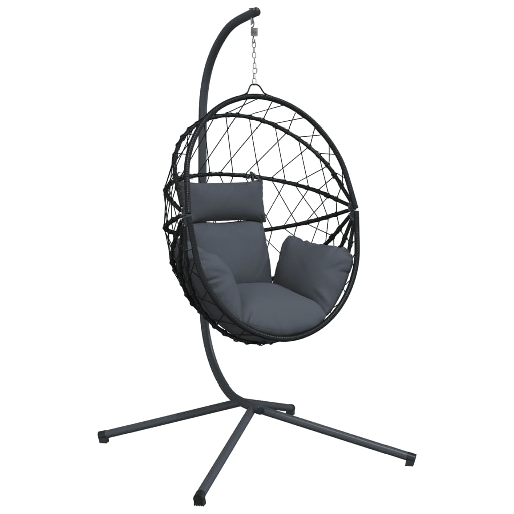 Silla Colgante Huevo Con Soporte Ratán Y Acero
