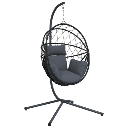 Silla Colgante Huevo Con Soporte Ratán Y Acero
