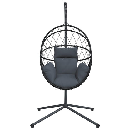 Silla Colgante Huevo Con Soporte Ratán Y Acero