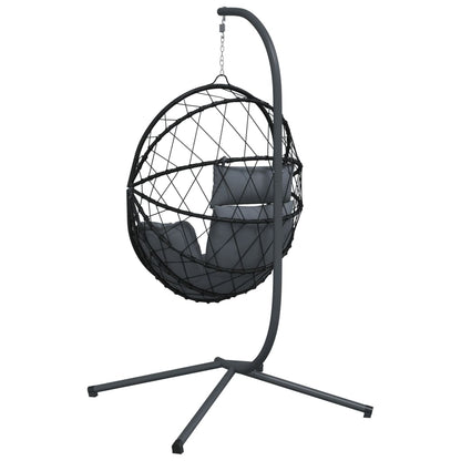 Silla Colgante Huevo Con Soporte Ratán Y Acero