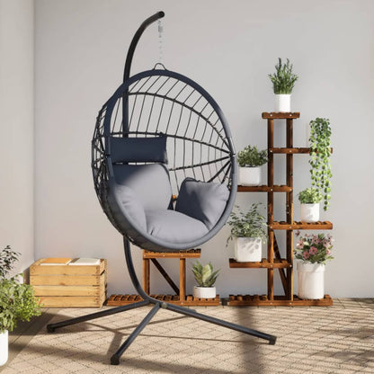Silla Colgante Huevo Con Soporte Ratán Y Acero