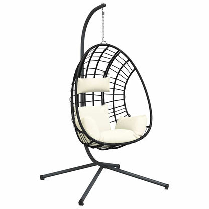 Silla Colgante Huevo Con Soporte Ratán Y Acero