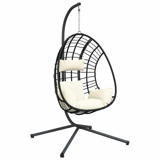 Silla Colgante Huevo Con Soporte Ratán Y Acero