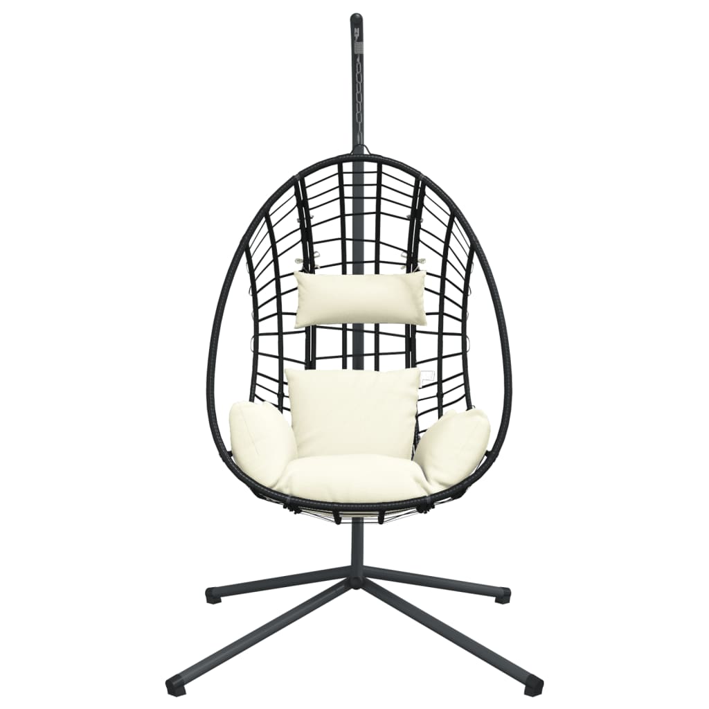 Silla Colgante Huevo Con Soporte Ratán Y Acero