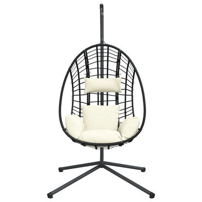 Silla Colgante Huevo Con Soporte Ratán Y Acero