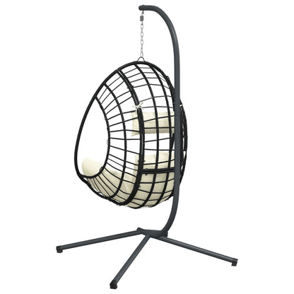 Silla Colgante Huevo Con Soporte Ratán Y Acero