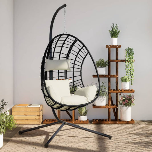 Silla Colgante Huevo Con Soporte Ratán Y Acero