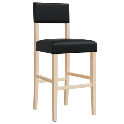 Taburetes Altos 2 Uds Madera Maciza De Caucho Y Cuero Sintético