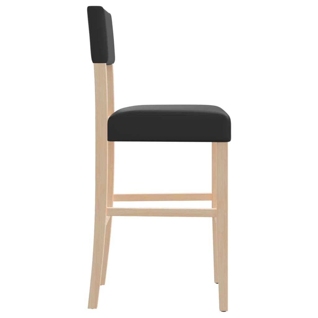 Taburetes Altos 2 Uds Madera Maciza De Caucho Y Cuero Sintético