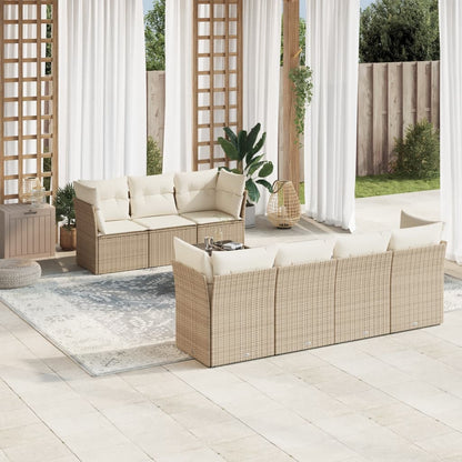 Set De Sofás De Jardín 8 Pzas Y Cojines Ratán Sintético Gris