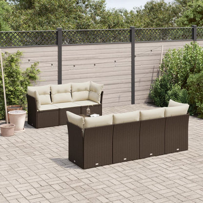 Set De Sofás De Jardín 8 Pzas Y Cojines Ratán Sintético Gris