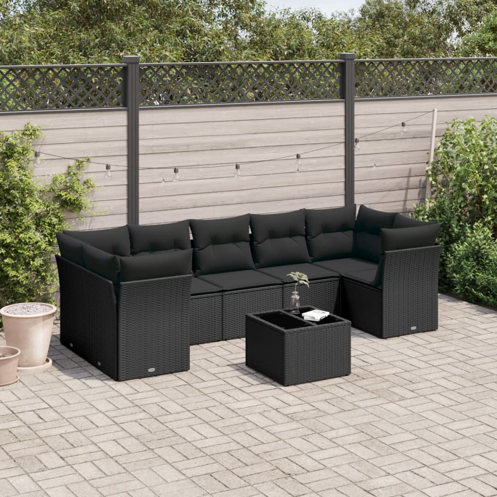 Set De Sofás De Jardín 8 Pzas Y Cojines Ratán Sintético Gris