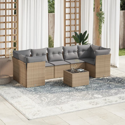 Set De Sofás De Jardín 8 Pzas Y Cojines Ratán Sintético Gris