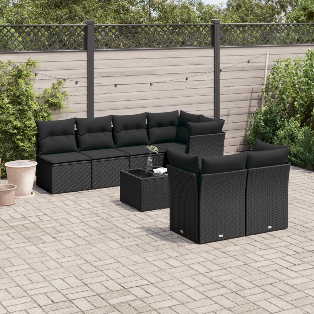 Set De Sofás De Jardín 8 Pzas Y Cojines Ratán Sintético Gris