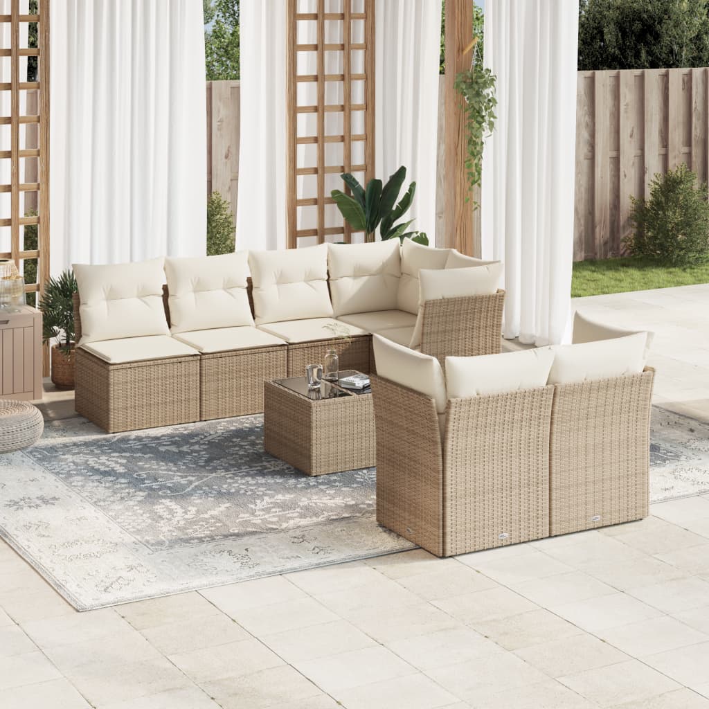 Set De Sofás De Jardín 8 Pzas Y Cojines Ratán Sintético Gris