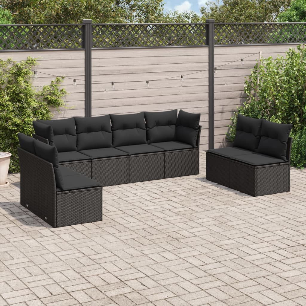 Set De Sofás De Jardín 8 Pzas Y Cojines Ratán Sintético Gris