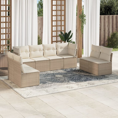 Set De Sofás De Jardín 8 Pzas Y Cojines Ratán Sintético Gris