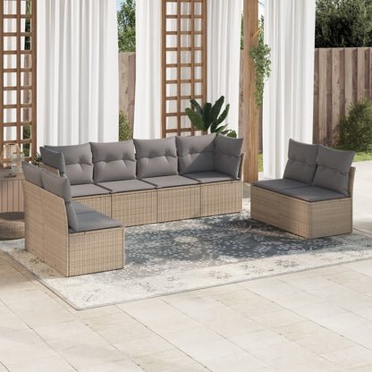 Set De Sofás De Jardín 8 Pzas Y Cojines Ratán Sintético Gris