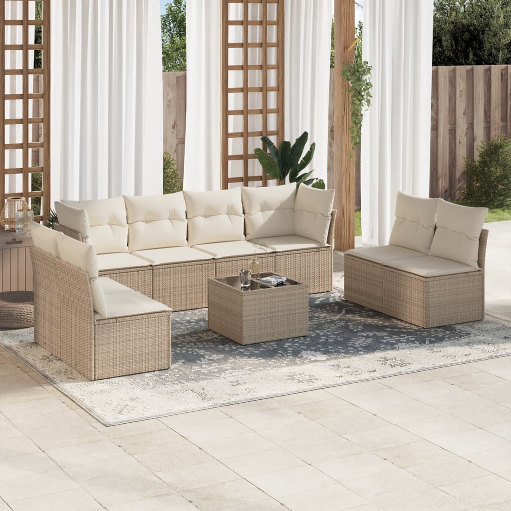 Set De Sofás De Jardín 8 Pzas Y Cojines Ratán Sintético Gris