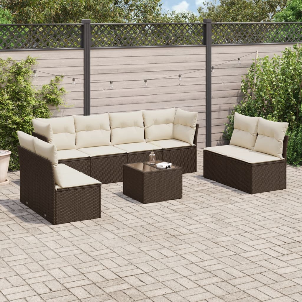 Set De Sofás De Jardín 8 Pzas Y Cojines Ratán Sintético Gris