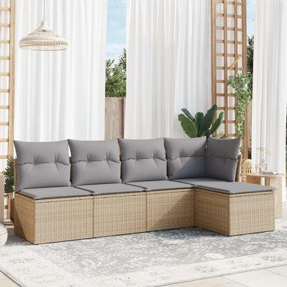 Set De Sofás Jardín Y Cojines 5 Pzas Ratán Sintético