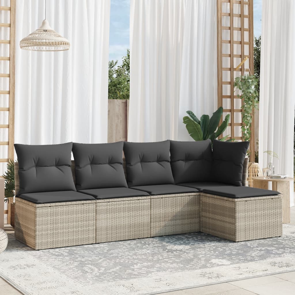 Set De Sofás Jardín Y Cojines 5 Pzas Ratán Sintético