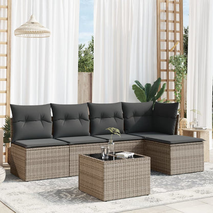 Set De Sofás Jardín Y Cojines 5 Pzas Ratán Sintético