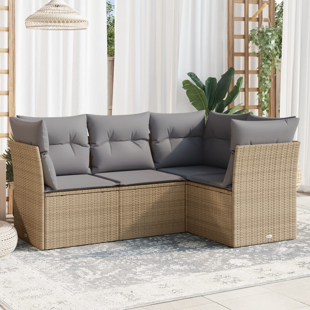 Set De Sofás Jardín Y Cojines 5 Pzas Ratán Sintético